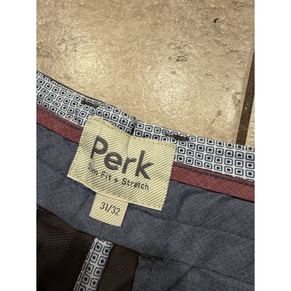 Perk Pants Mens 31x32 Gray Slim Fit Stretch Chino Casual Cotton Spandex - Picture 3 of 8